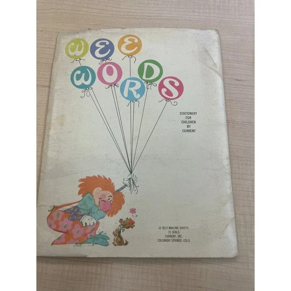 Wee Words Current Stationery Clowns Balloons Self-Mailers Vintage 6 pc in folder - Picture 5 of 6